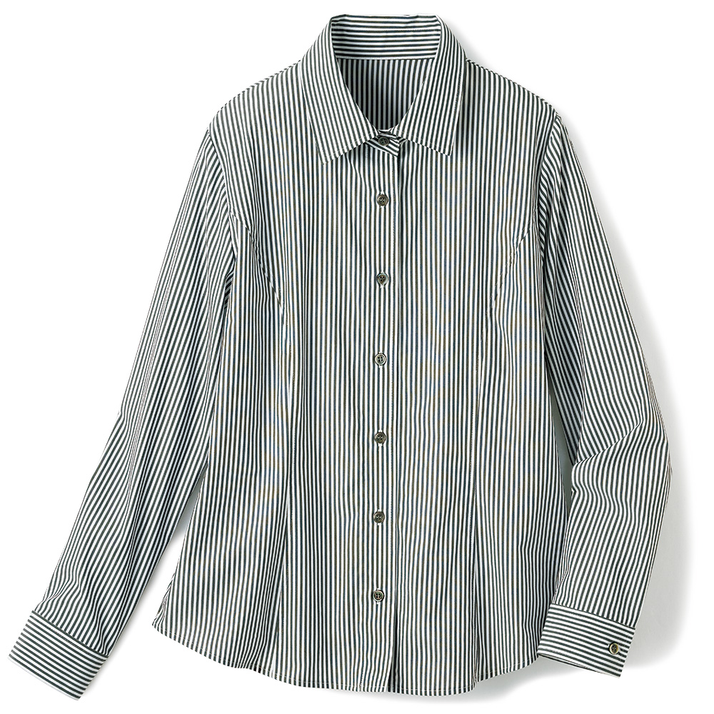 ストレッチストライプ柄ブラウス