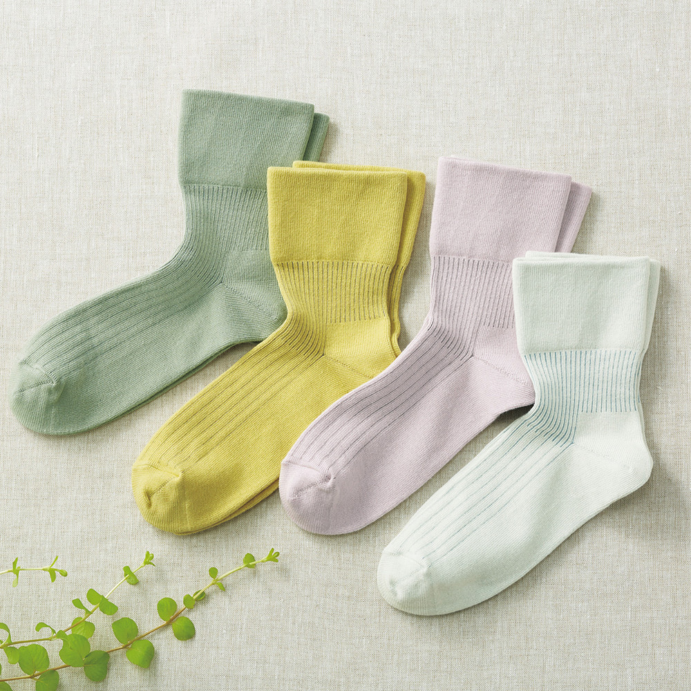 春色ストライプの気持ちいいくつ下／4色セット