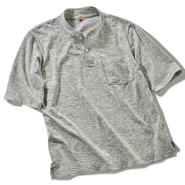 スラブヴィンテージ天竺･五分袖ポケットTシャツ