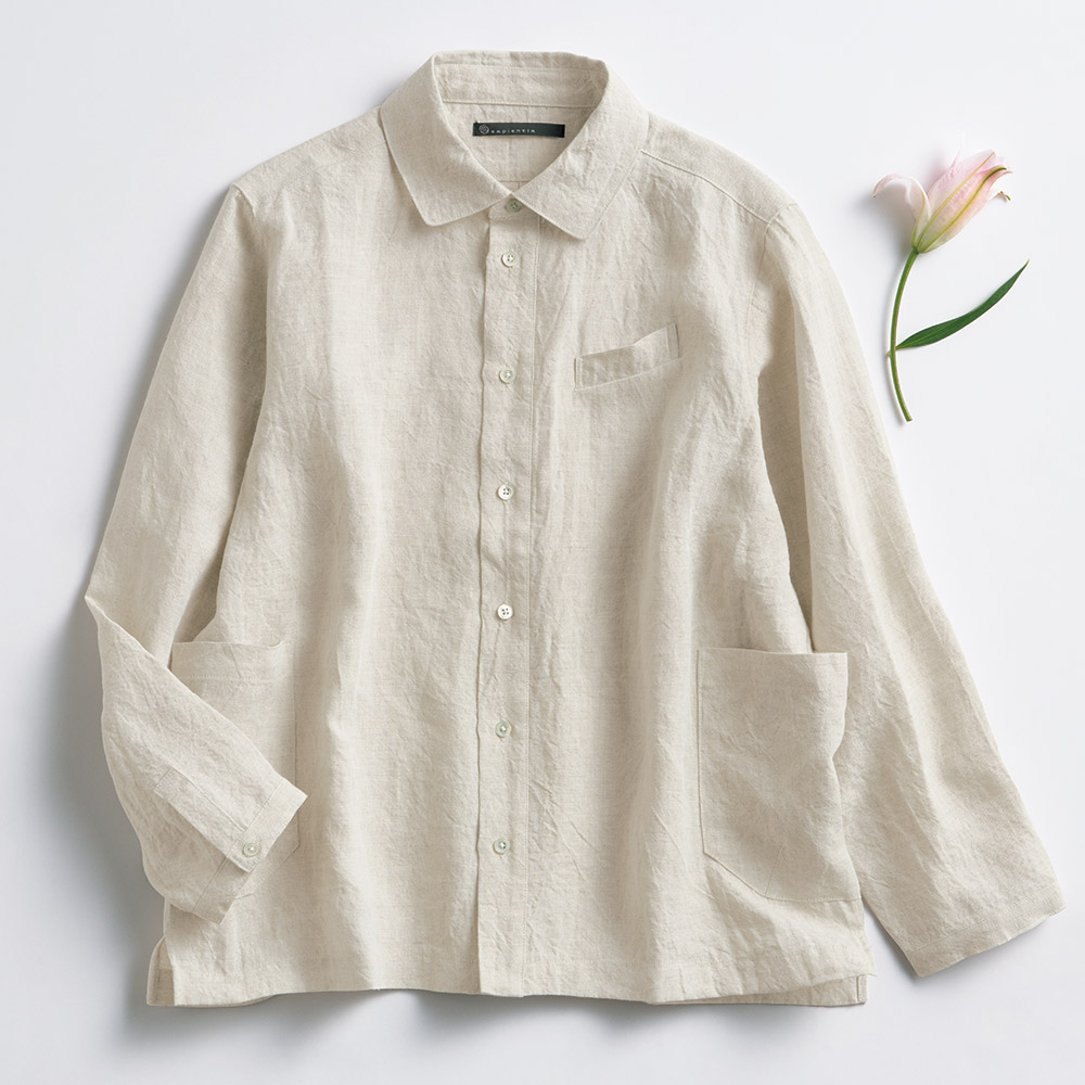 リネンのシャツジャケット