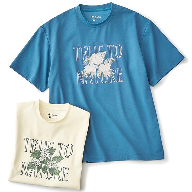吸汗速乾･フラワープリントTシャツ／2色セット