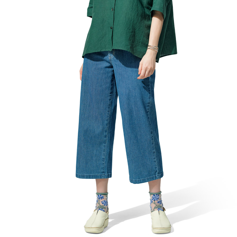 ワイドクロップドデニムパンツ