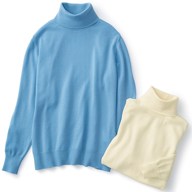 イタリア糸使用･洗えるタートルネックセーター
