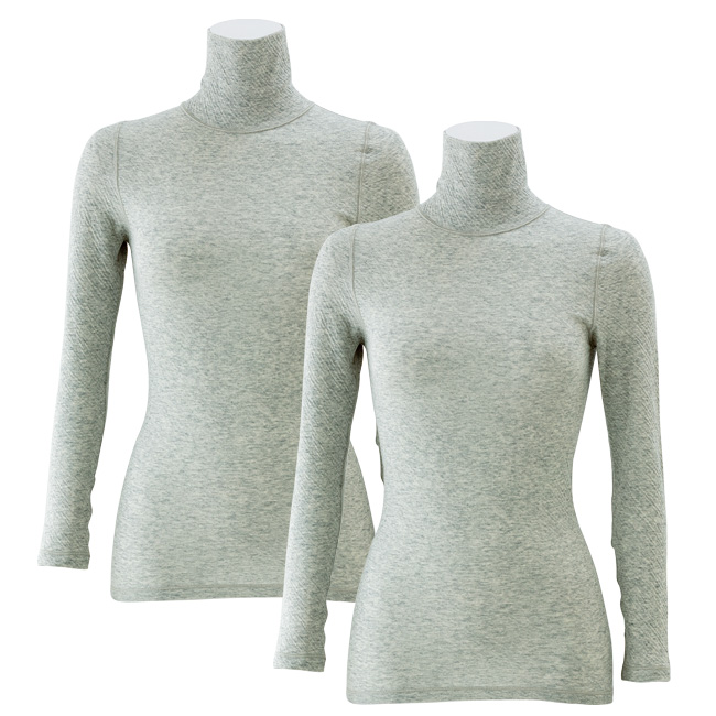 綿100％エアリーガーゼ ハイネック長袖インナー／2枚セット
