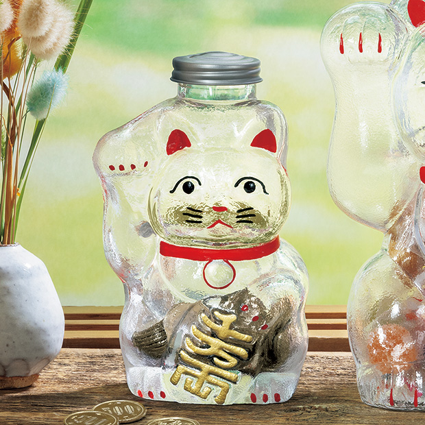 レトロガラス招き猫／貯金箱