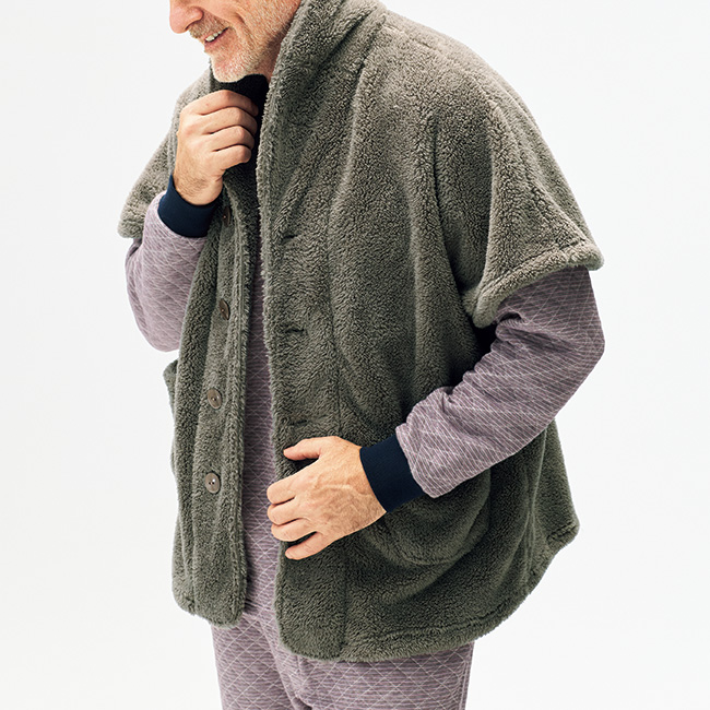 肩･首まで暖かフリースベスト／男女兼用