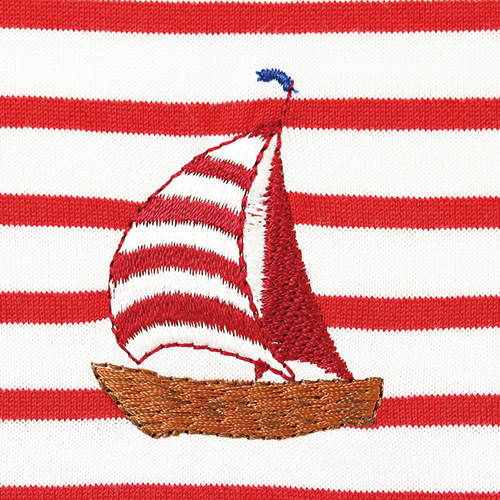 刺しゅう使いボーダープルオーバー