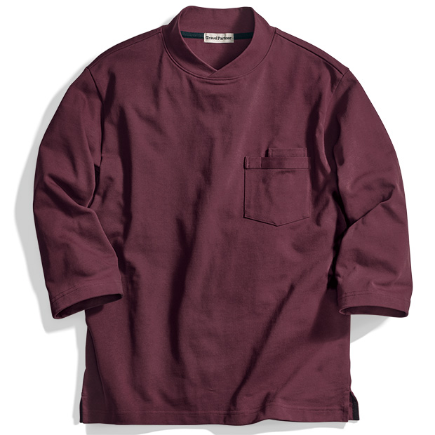 厚手コットン地の七分袖Tシャツ