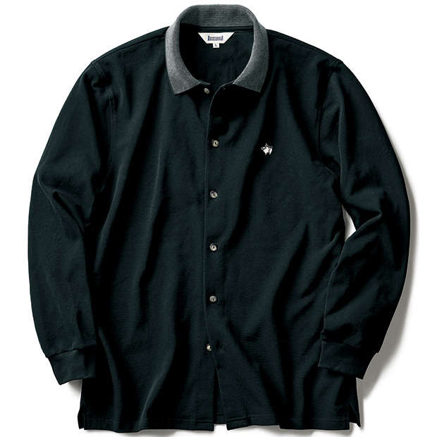 ギザコットン鹿の子編み襟付きカーディガン