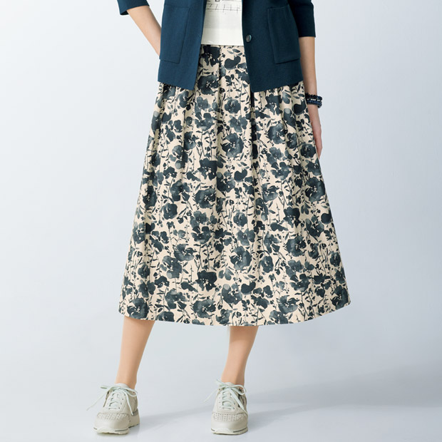 コットンリネンプリントスカート