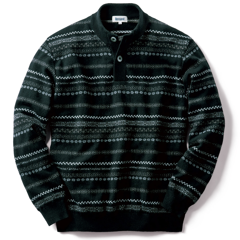 ハーフフロントフェアアイル柄セーター