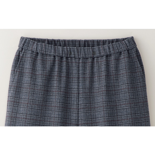 チェック裾ダブル八分丈パンツ
