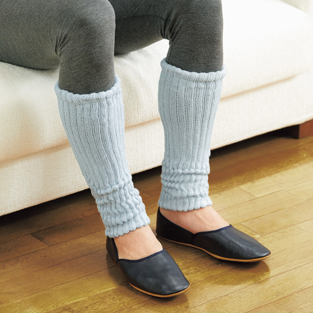 シルク混の二重レッグウォーマー／2足組