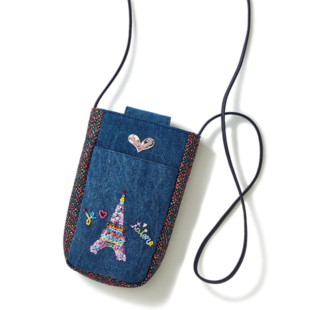 刺しゅう･デニムポシェット／モナ･ムール