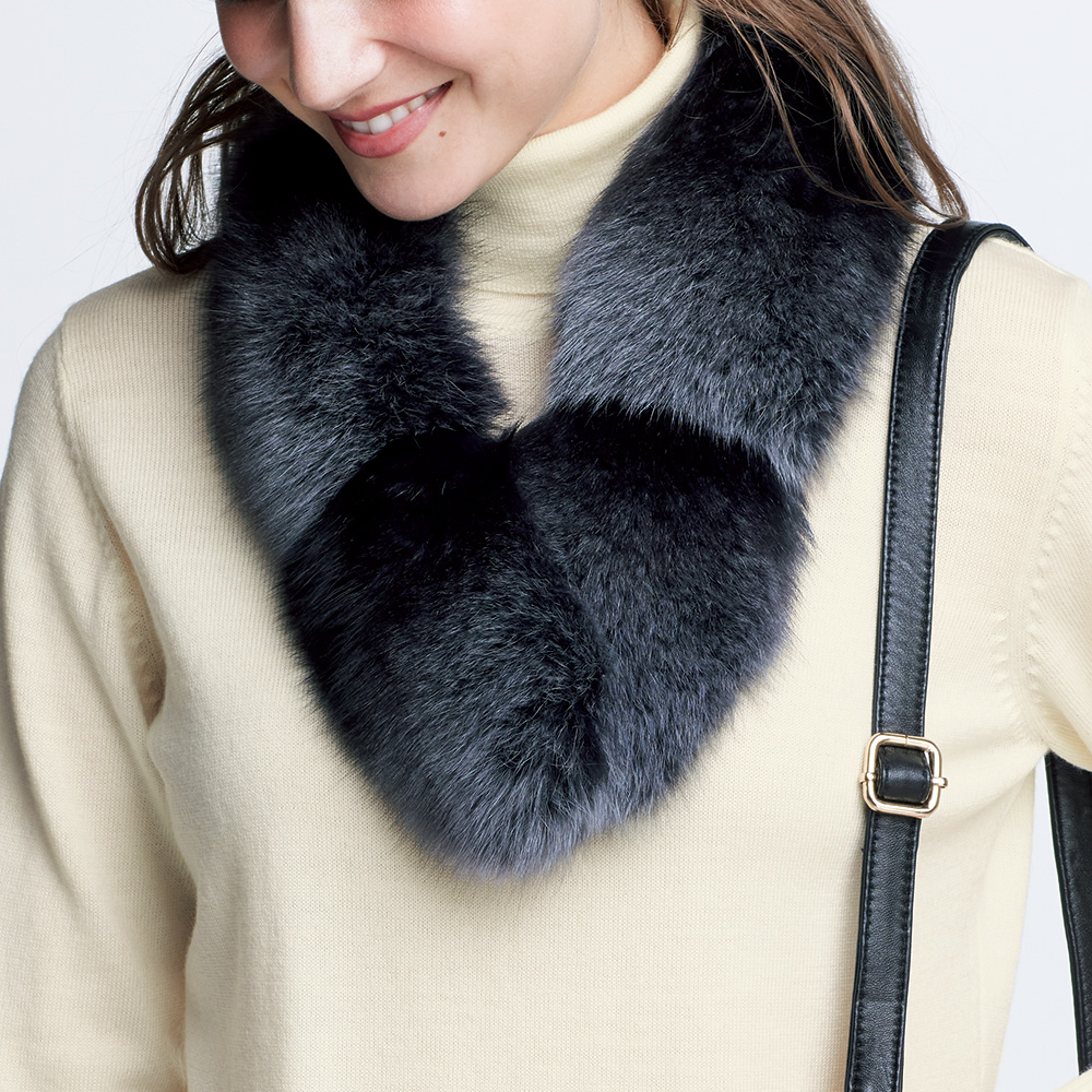 カラーミックスフォックスファーマフラー／クリップ付き