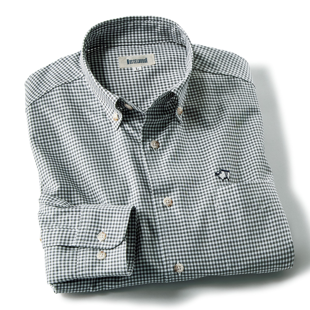 トップ染め糸のギンガムチェックB.D.シャツ