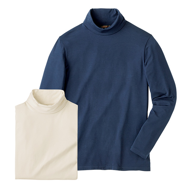 吸湿発熱タートルネックシャツ／2色セット