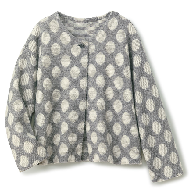 ウール混ドット柄ジャケット