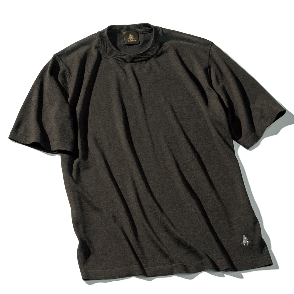 シルク混ドレスニットTシャツ