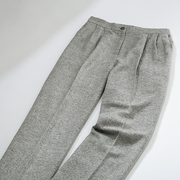 ウールシルク混センタープレスパンツ