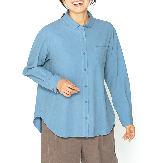 ラウンドカラーコーデュロイシャツ