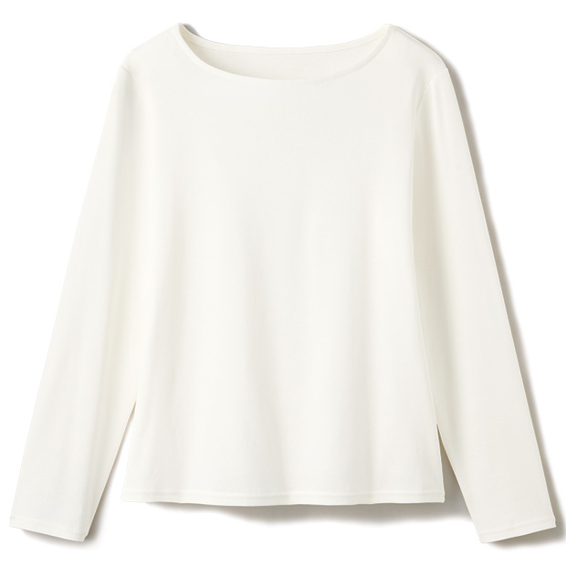 強撚コットンボートネックプルオーバー