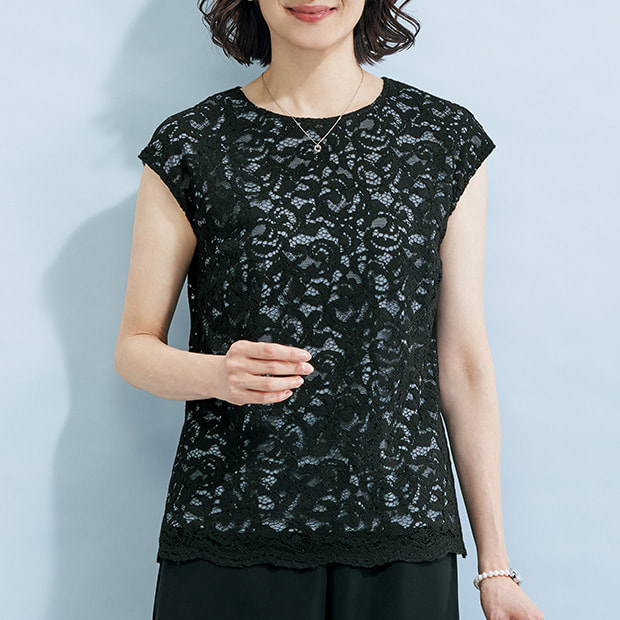 ラッセルレース･フレンチスリーブプルオーバー