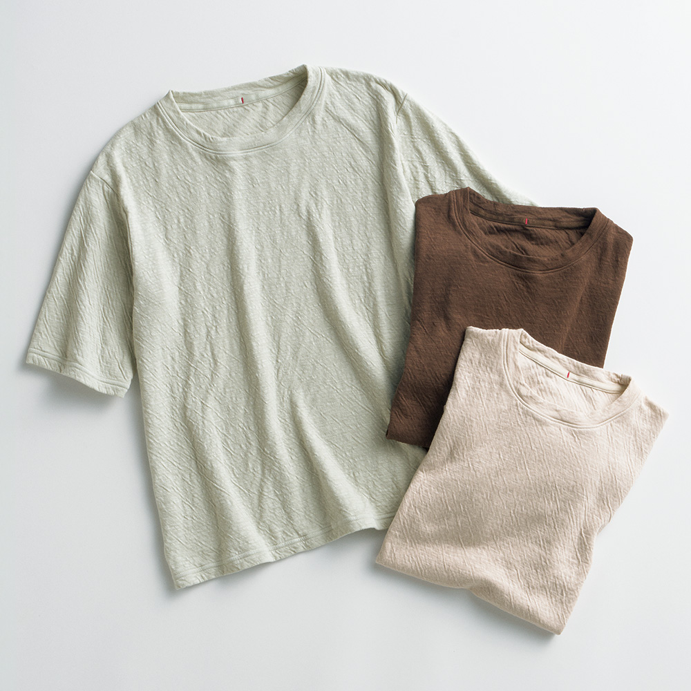 二重天竺クルーネック/当社限定カラー