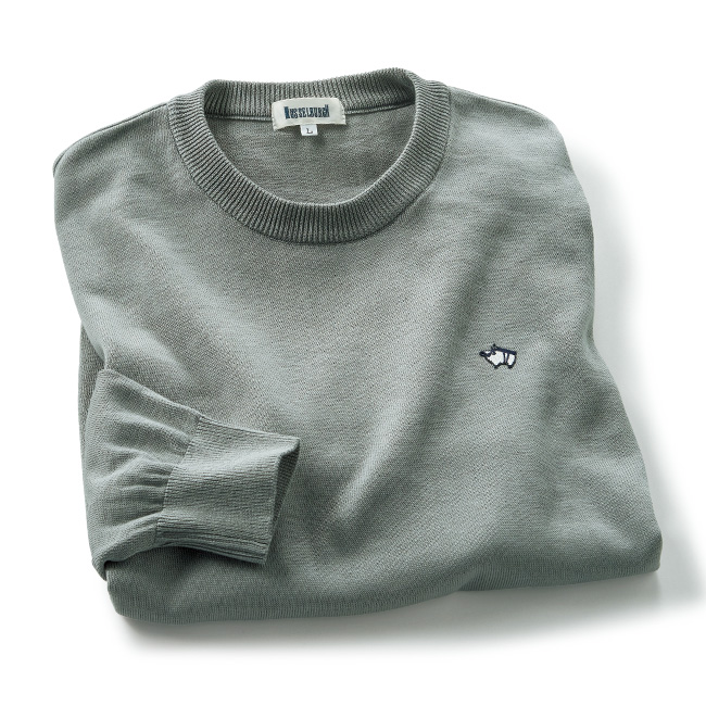 コットンシルクのクルーネックセーター