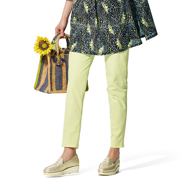 綿麻混ストレッチパンツ