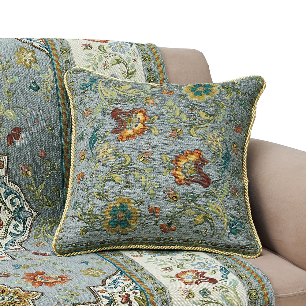 イタリア製ジャカード織クッション／同色2個組