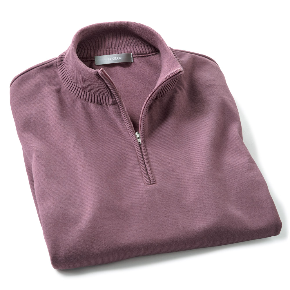 洗えるシルク混･ハーフジップセーター