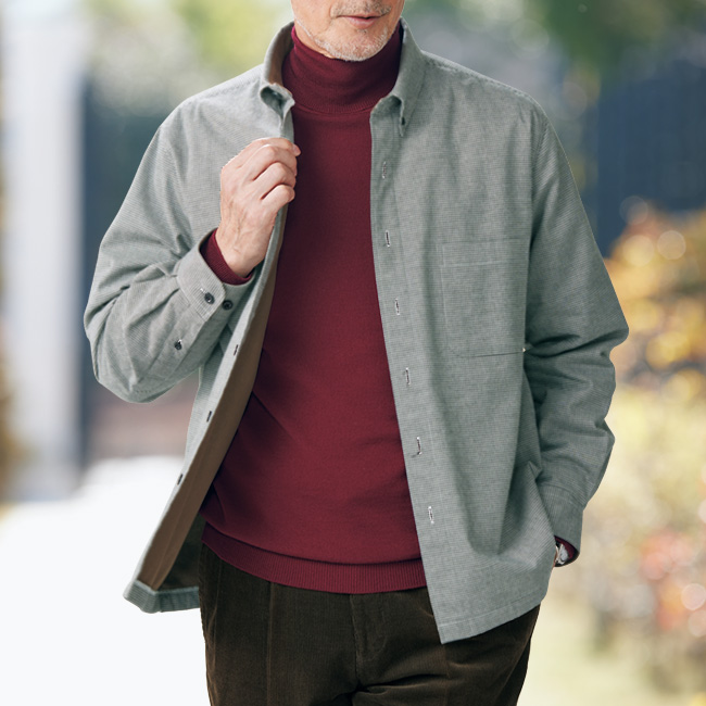 千鳥格子･暖か裏地付きシャツ