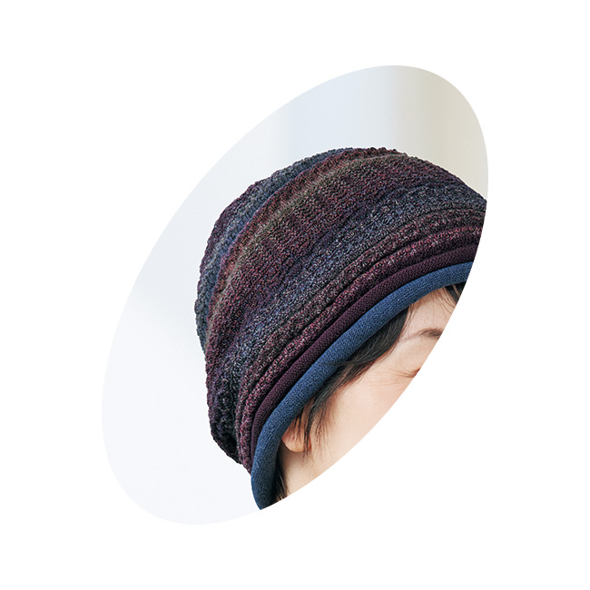 ウールシルクとコットンのニット帽子セット