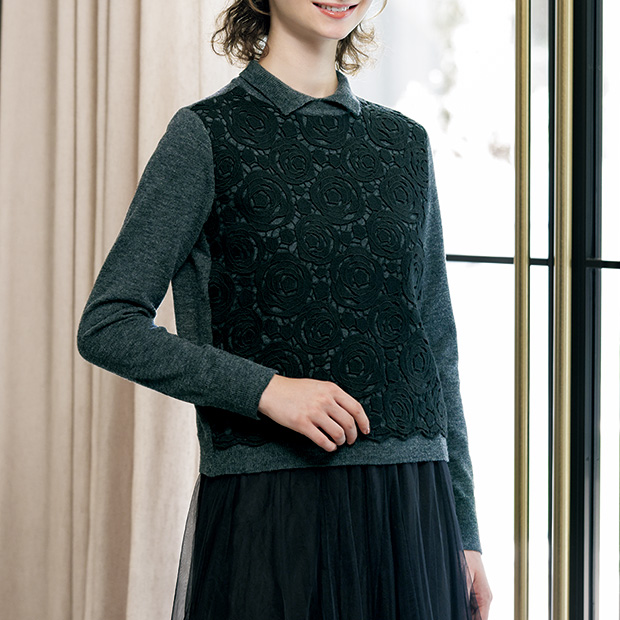 刺しゅうレースプルオーバー