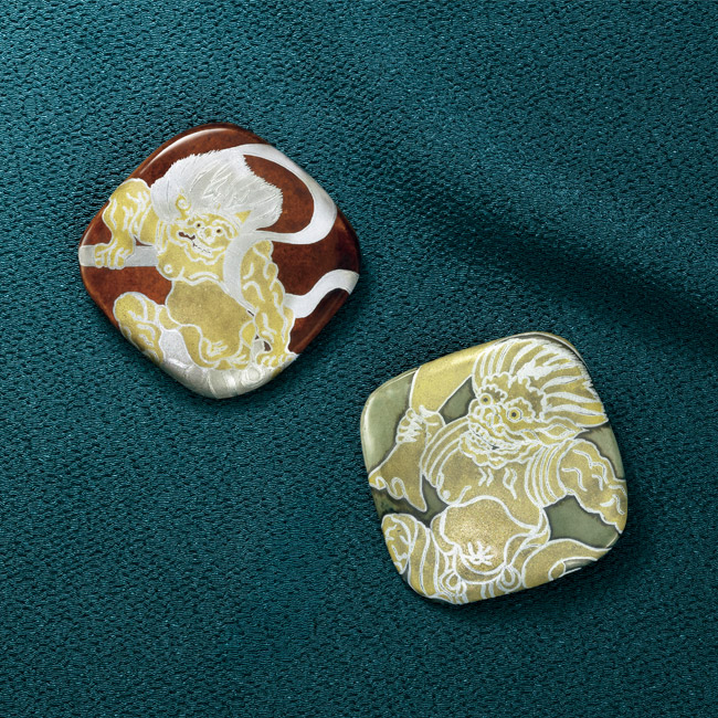 風神・雷神ブローチ