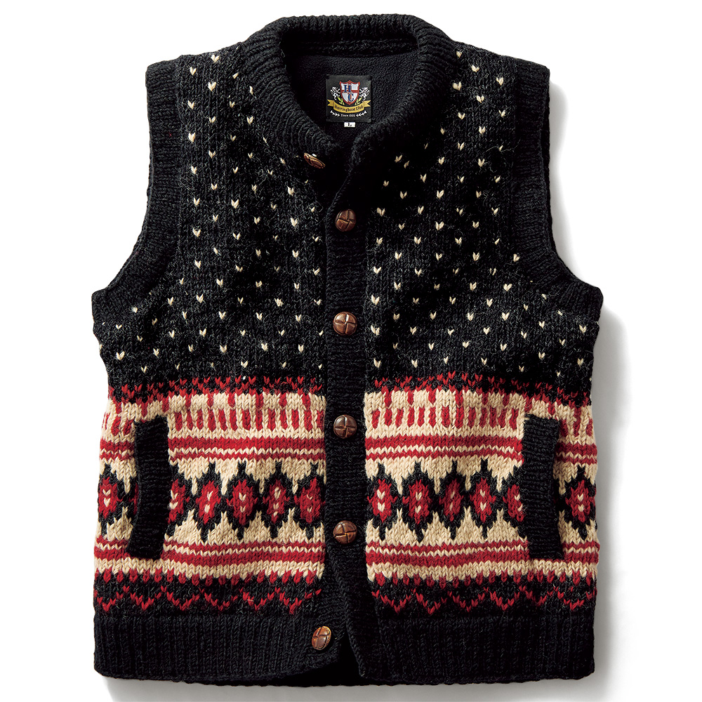 裏フリース･ヒマラヤ手編みベスト