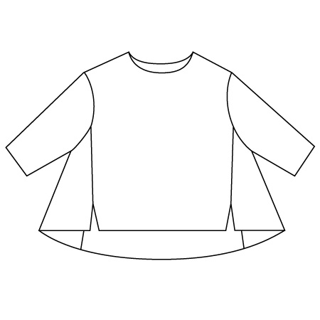 布帛使いのデザインTシャツ/七分袖