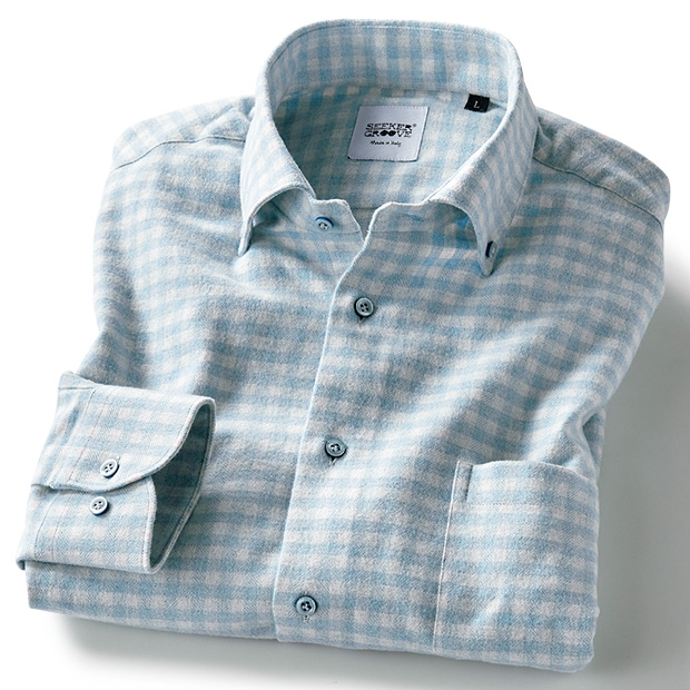 イタリア製･起毛コットンギンガムチェックシャツ