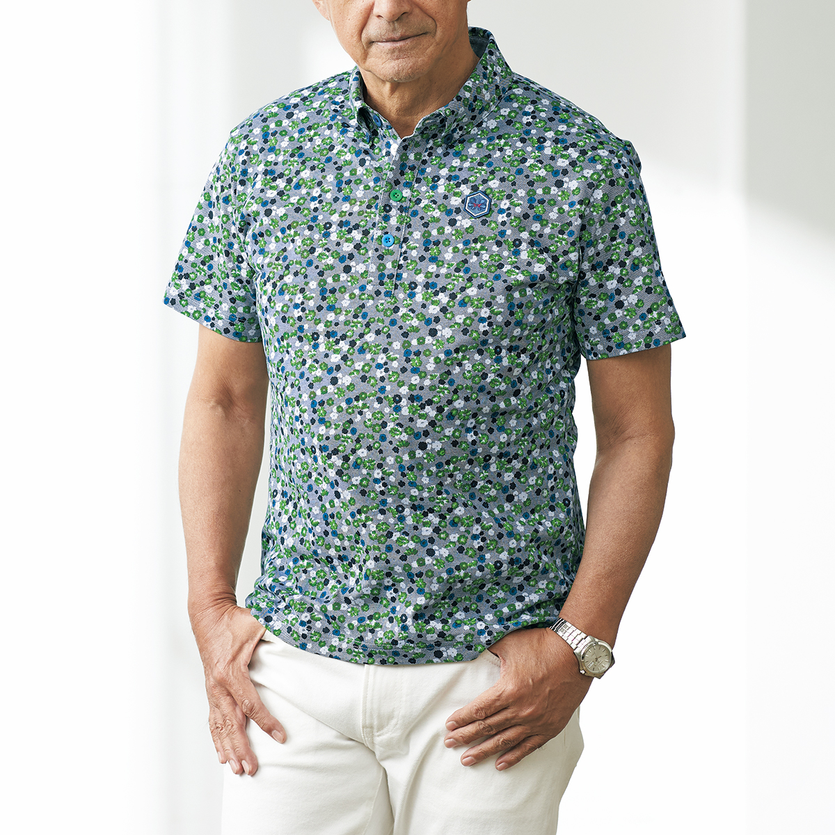 トヴホ 手捺染クールマックスボタンダウン半袖シャツ ライトアップオンラインストア