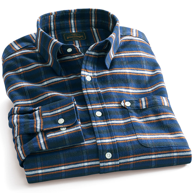 舶来起毛生地で仕立てたスナップB.D.シャツ