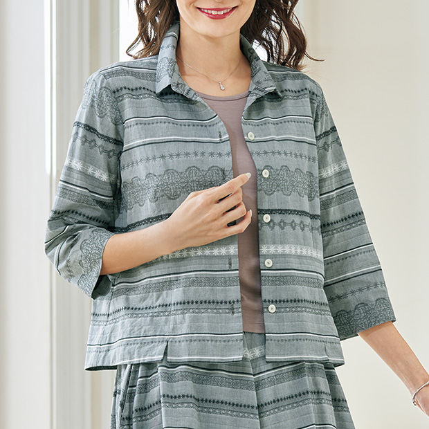 コットンジャカードブラウス