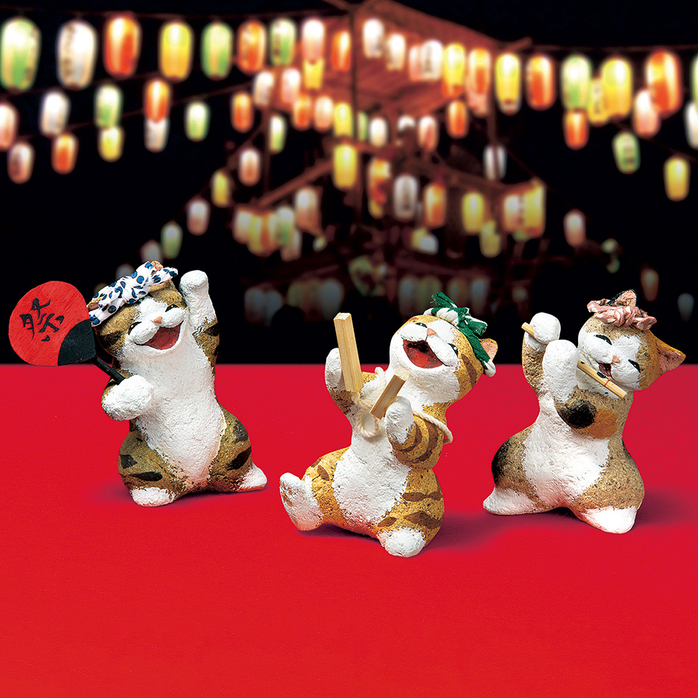 会津桐のこ人形「猫神社祭礼」