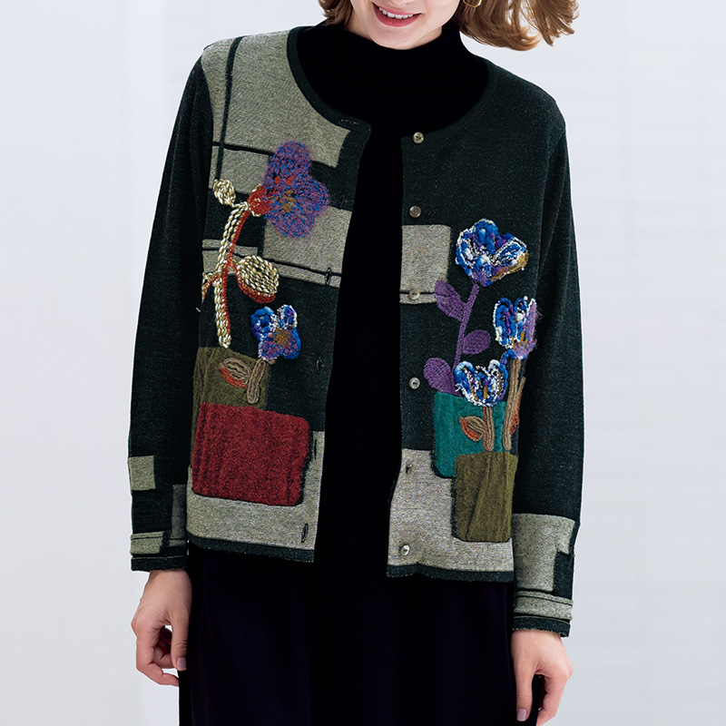 刺しゅう使いカーディガン