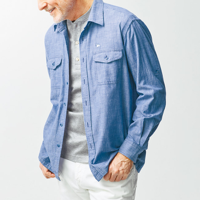 大人のブリーチドダンガリーシャツ