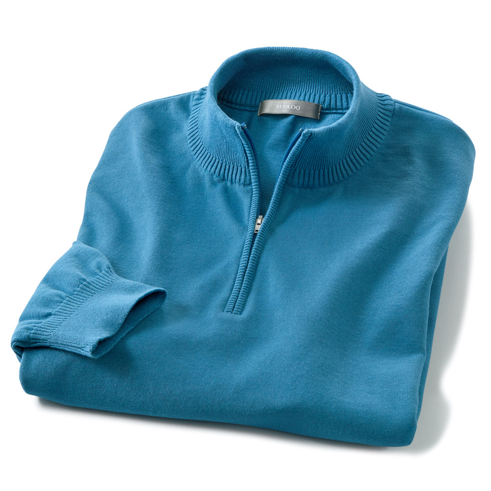 洗えるシルク混･ハーフジップセーター