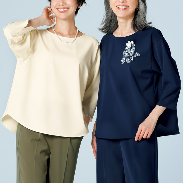 とろみラウンドブラウス