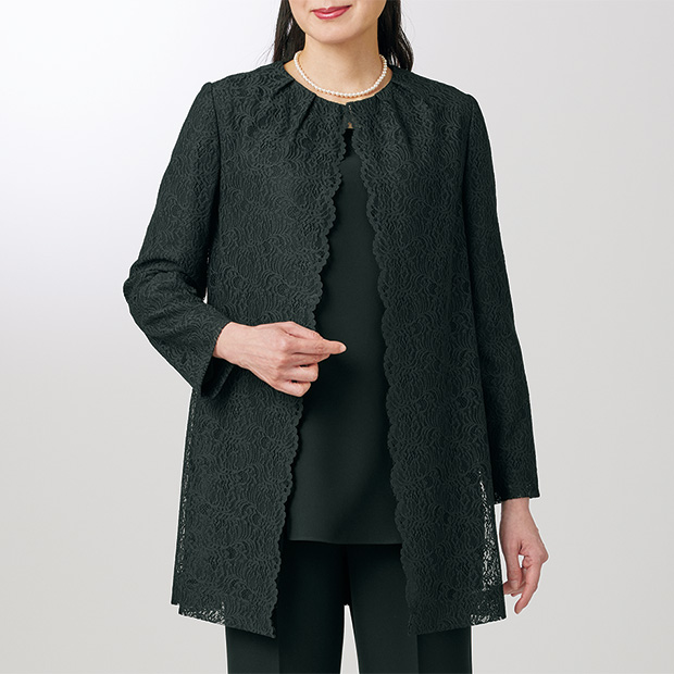 総レースロングジャケット