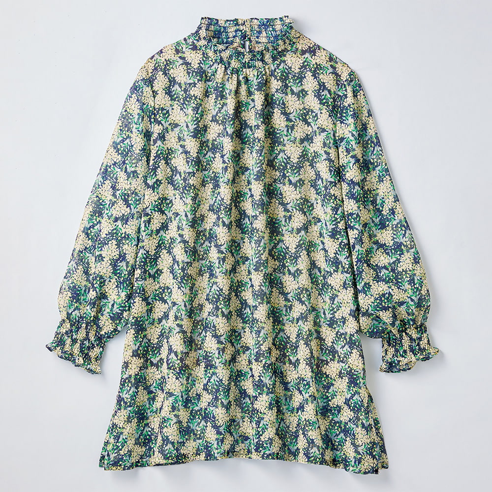 プリント･チュニック丈ブラウス