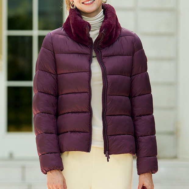 エコファーカラーの中わたコート